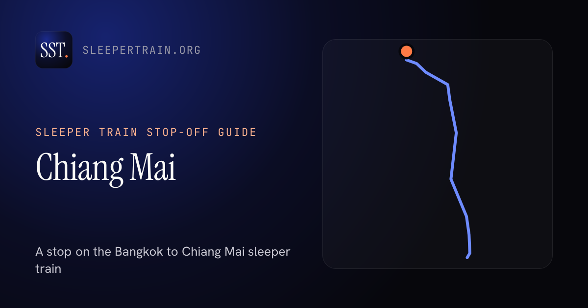 Chiang Mai by sleeper train: map of the Bangkok to Chiang Mai sleeper train with the station marked