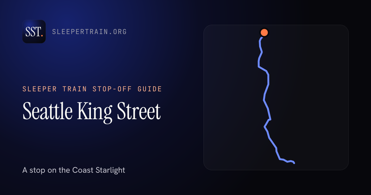 Seattle King Street by sleeper train: map of the Coast Starlight with the station marked