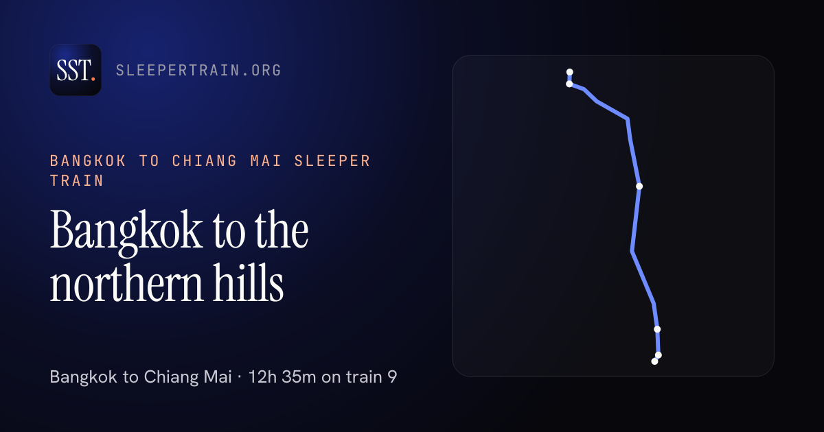 Bangkok to Chiang Mai sleeper train route map, Bangkok to Chiang Mai